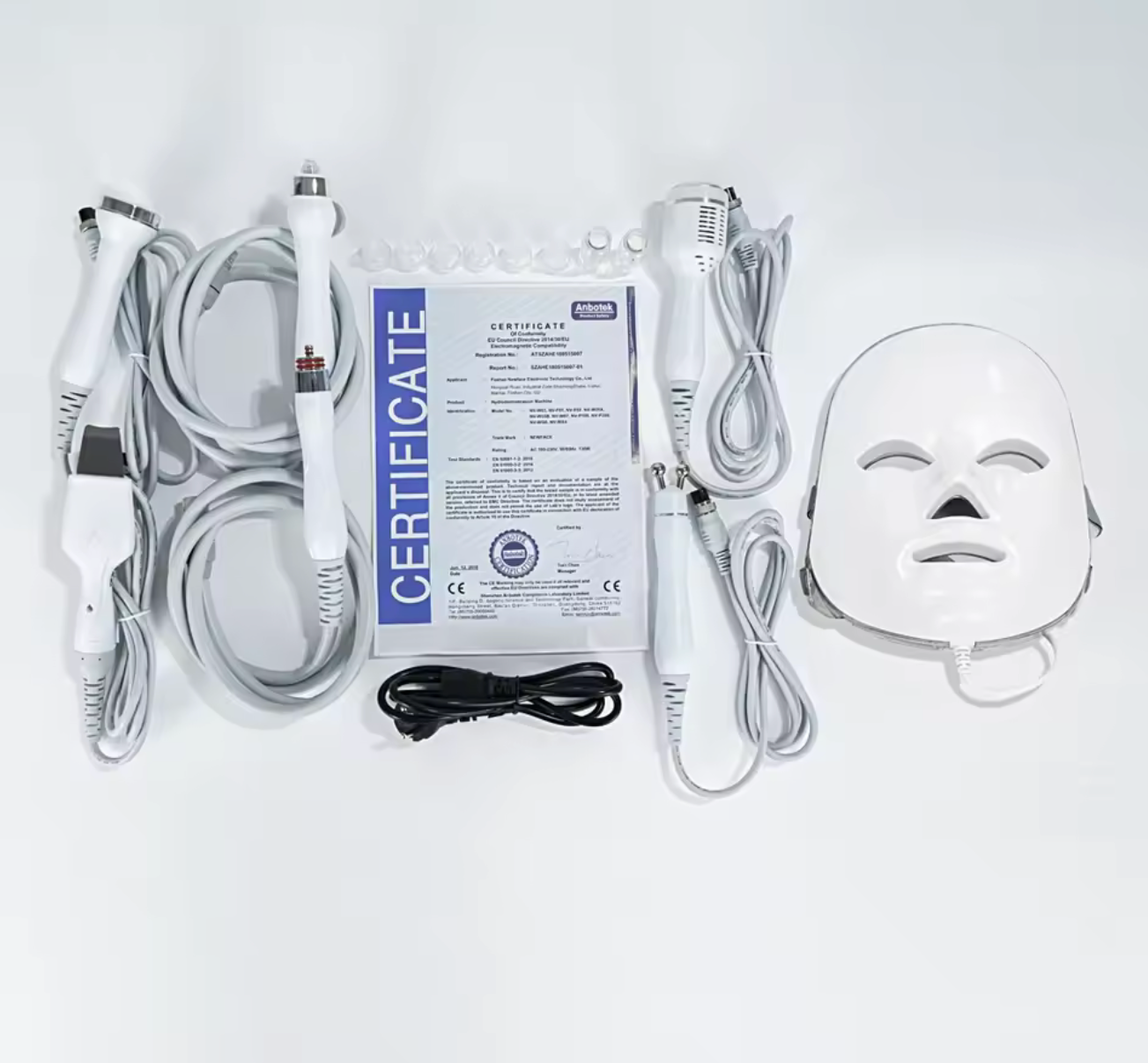 LED light therapy mask included with professional hydro dermabrasion facial machine
